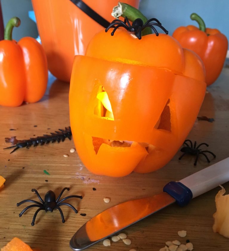 9 Halloween Craft Projects for Kids - orange pepper carving