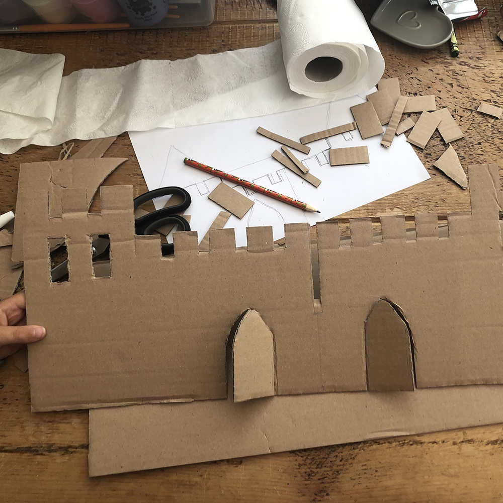 Recycled cardboard castle