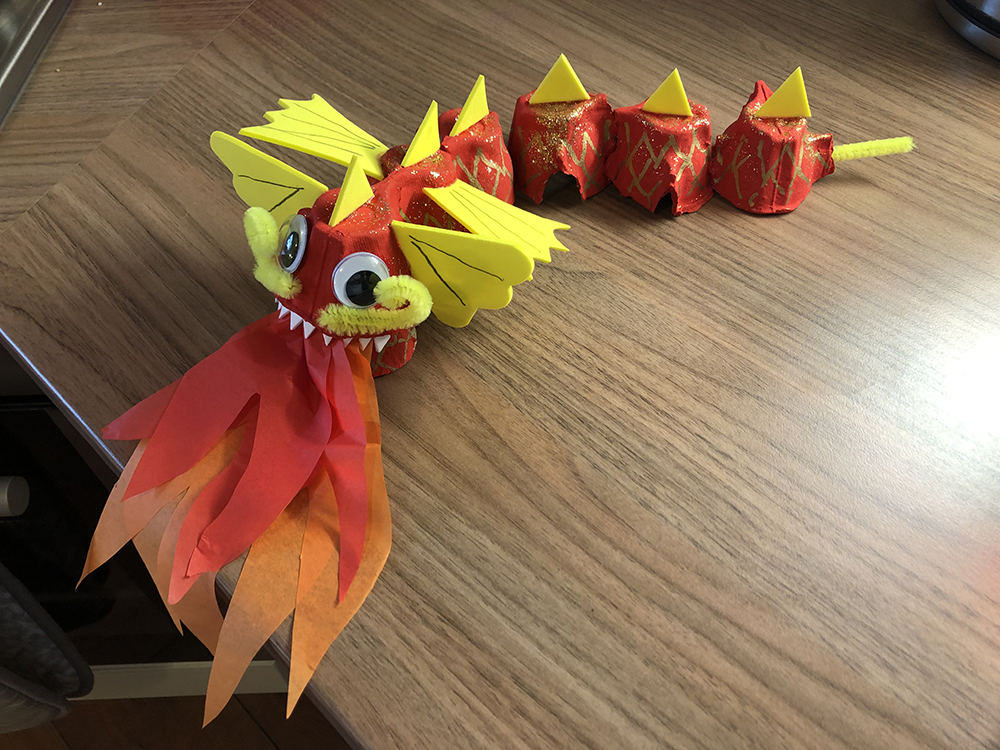 Egg Box Chinese Dragon Craft for Children - Lunar New Year - Year of the Dragon