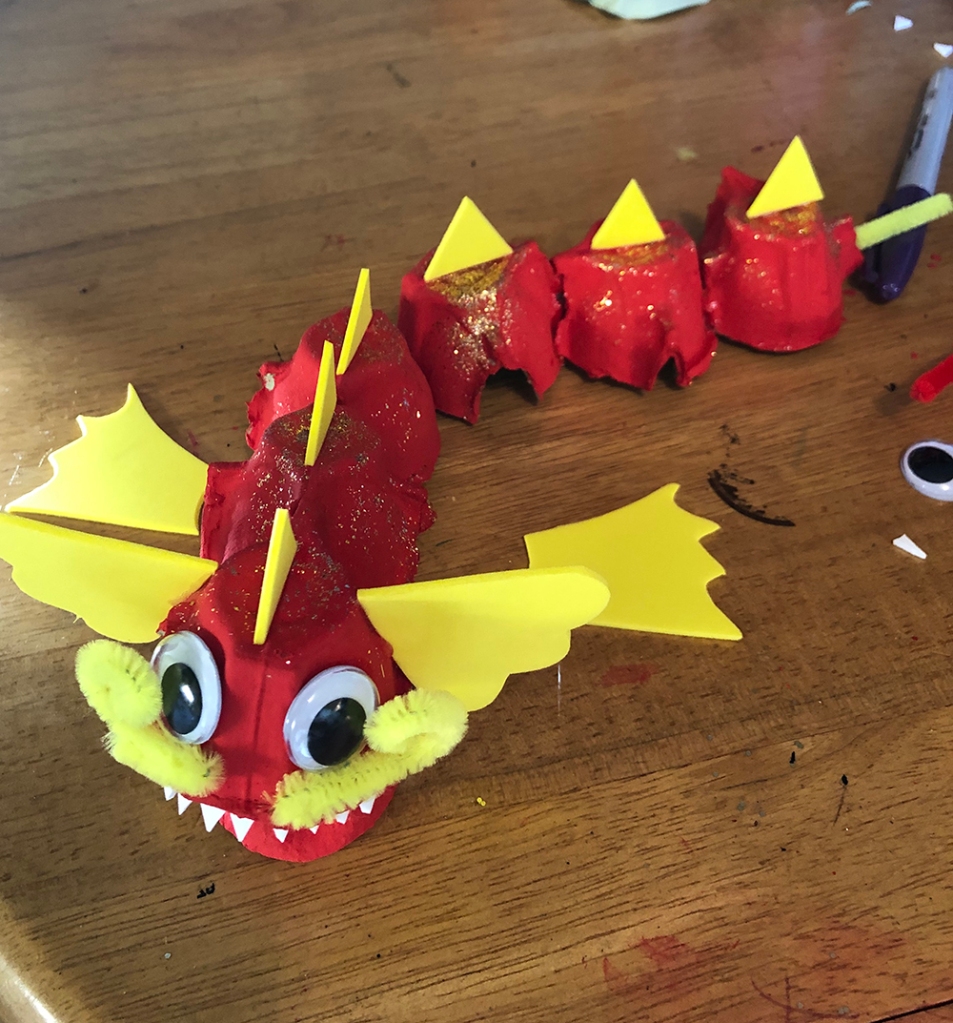 Egg Box Chinese Dragon Craft for Children - Lunar New Year