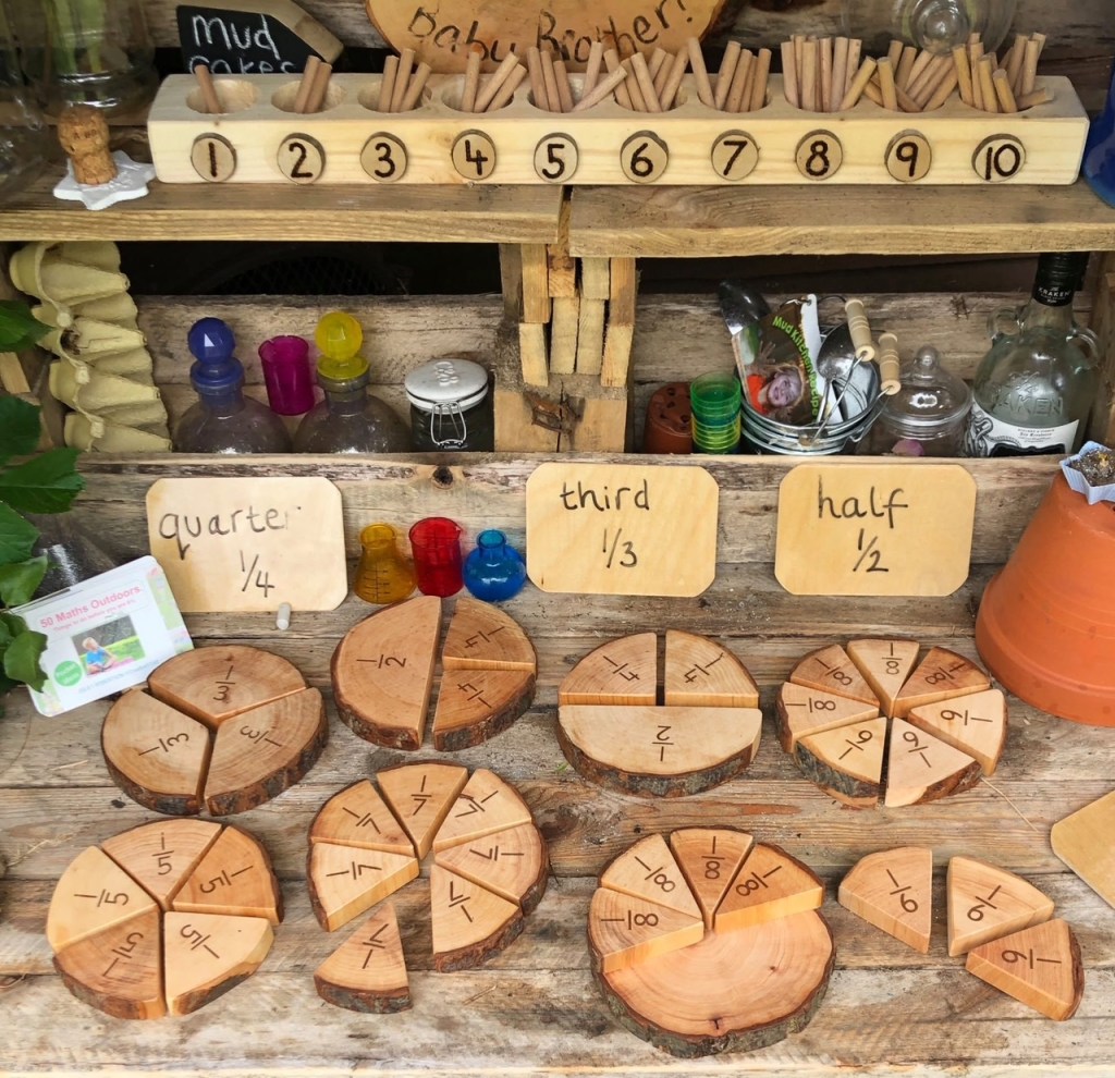 wooden fraction set for the mud kitchen