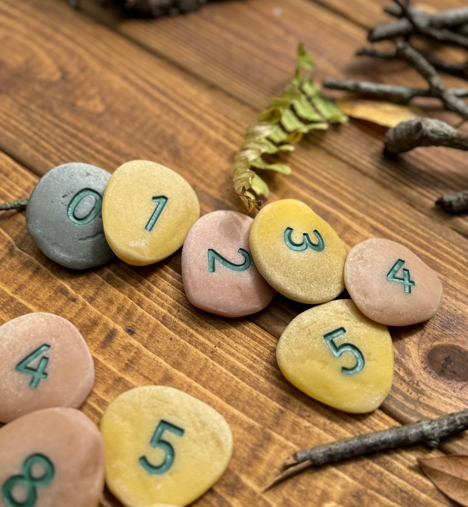 number pebbles in the mud kitchen
