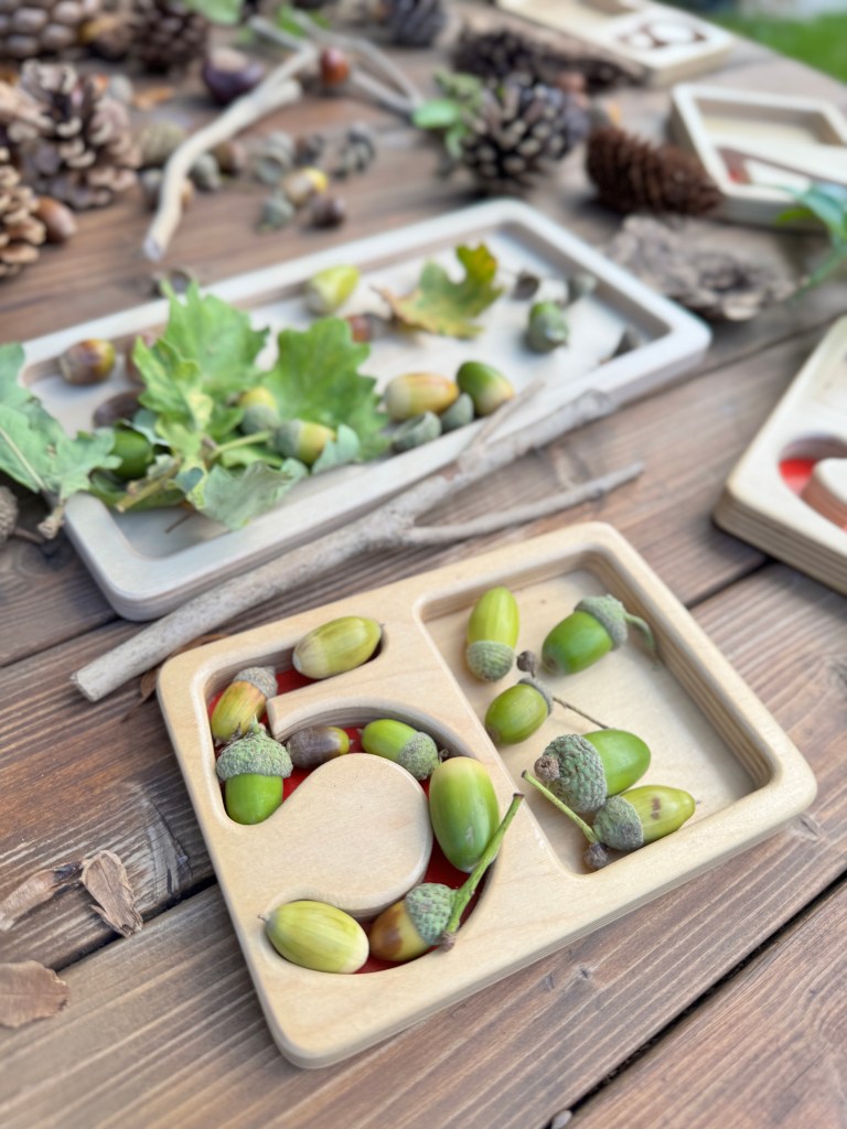 Here are some activity ideas that blend math concepts with mud kitchen play: